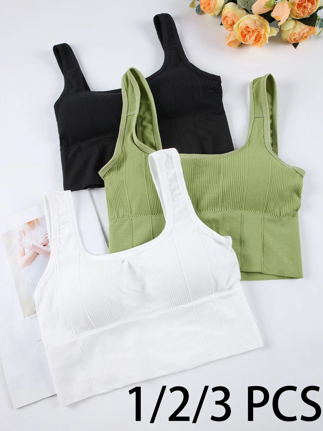 1/2/3 pezzi reggiseno sportivo da donna senza cuciture bella schiena push up biancheria intima fitness gilet senza maniche top corto elastico sottile