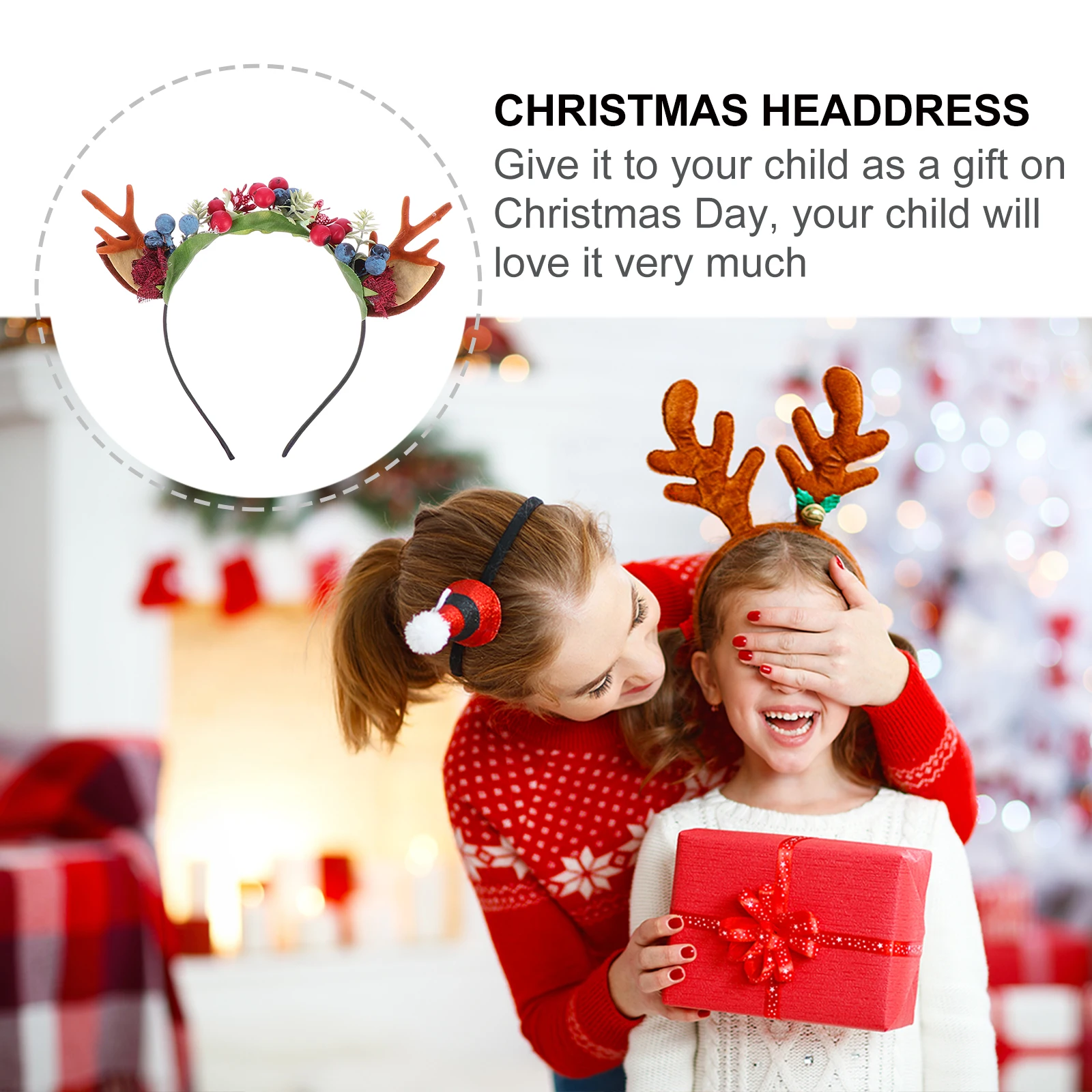 

Рождественский головной убор, обруч для волос B, милая тканевая застежка, праздничная повязка на голову для детей, прочный безопасный мультяшный рождественский тематический аксессуар