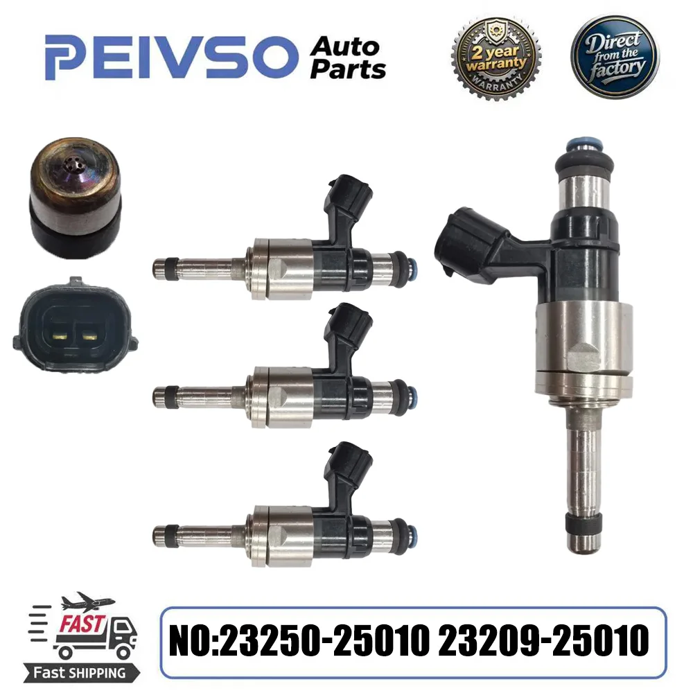 PEIVSO 4pcs 23250-25010 23209-25010 New Fuel Injectors For 2019 2020 Toyota Camry RAV4 AVALON Lexus ES260 ES300H 2.5L