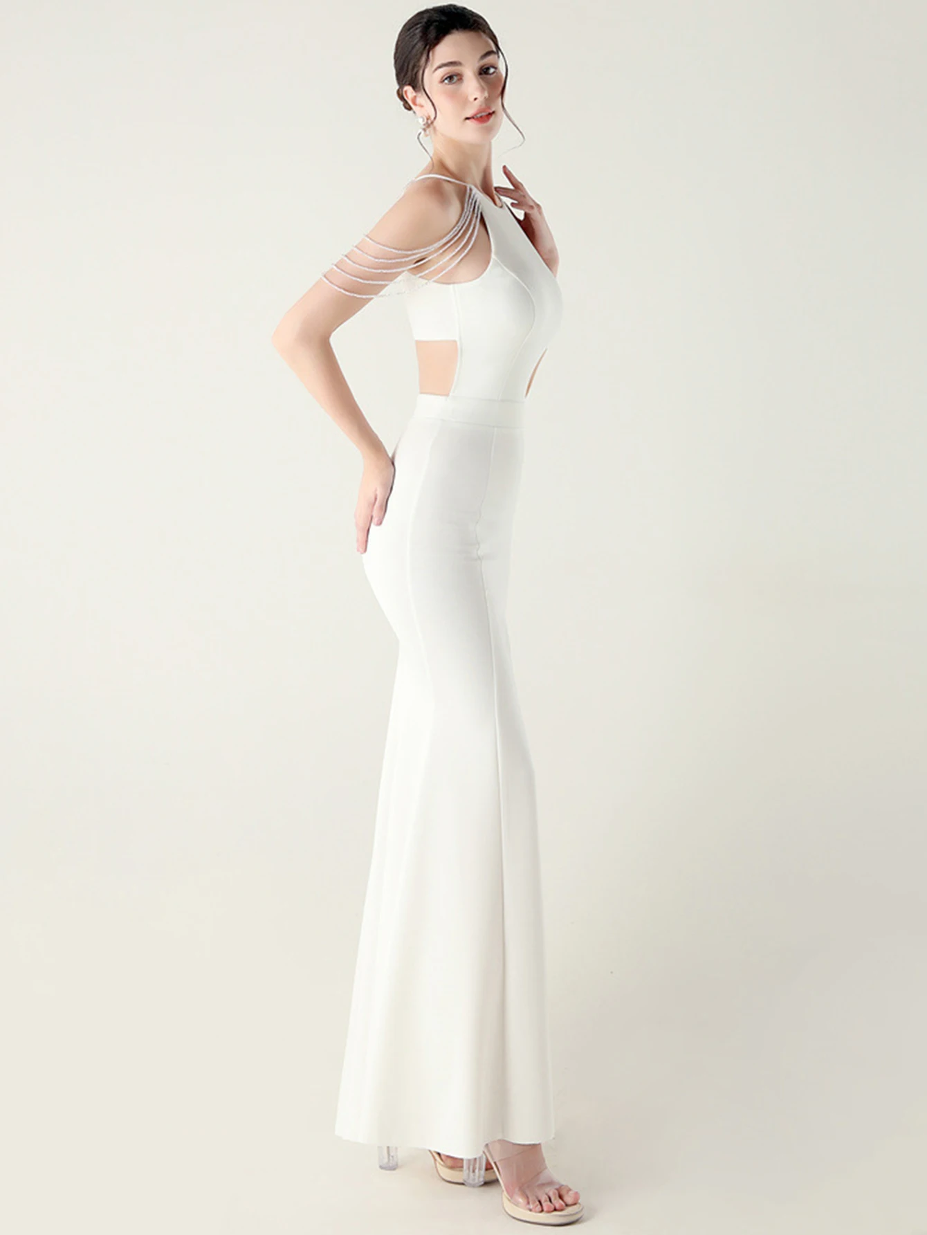 فستان صيفي مثير أسود وأبيض من حجر الراين للنساء أنيق لحفلات الزفاف المسائية فساتين طويلة 2025 فستان ماكسي لأعياد الميلاد للنساء