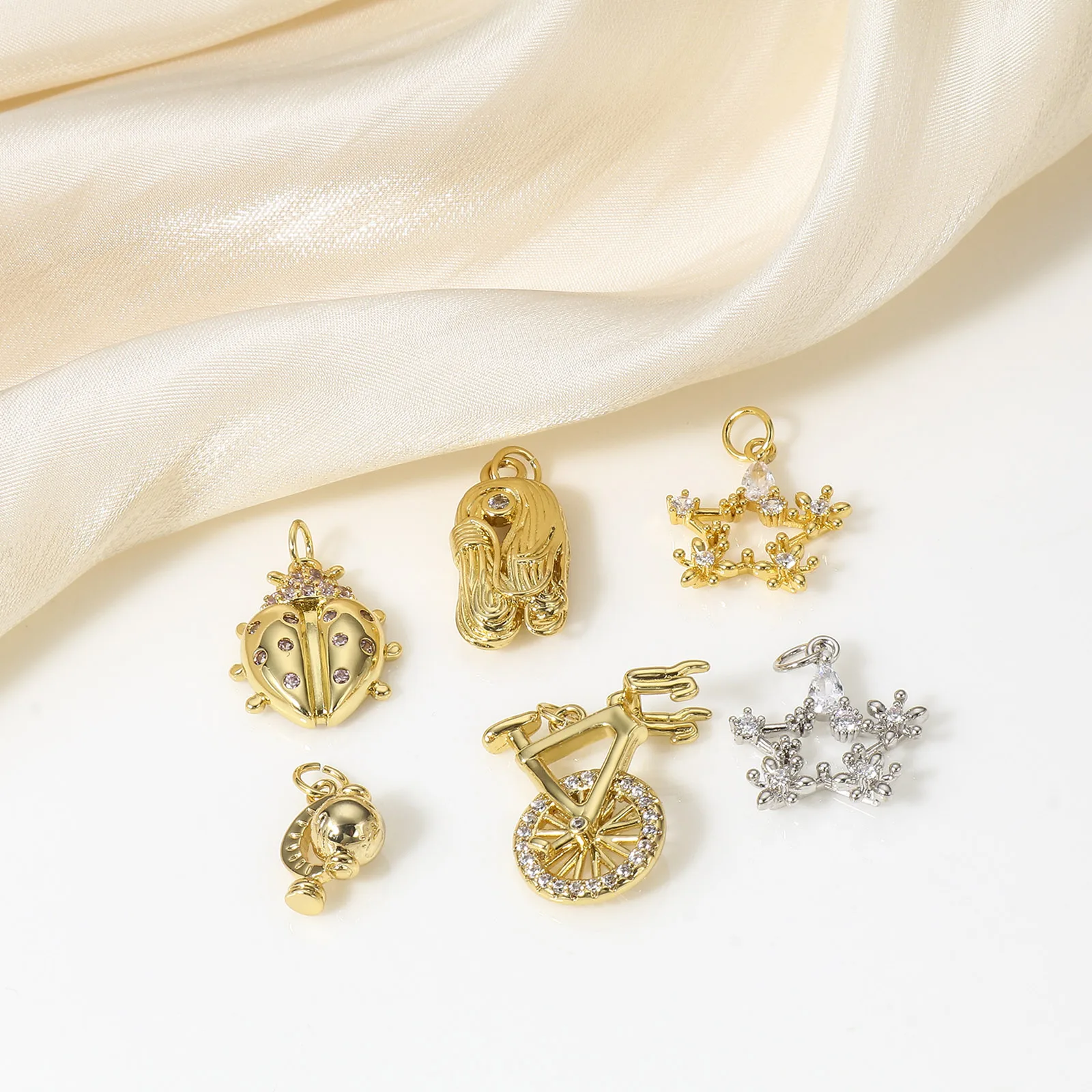 1pc Western Style Copper Charms 3D Cowboy Hat Pine Cone Star Candy Rhinestone Pendant DIY Necklace Earrings Jewelry Findings
