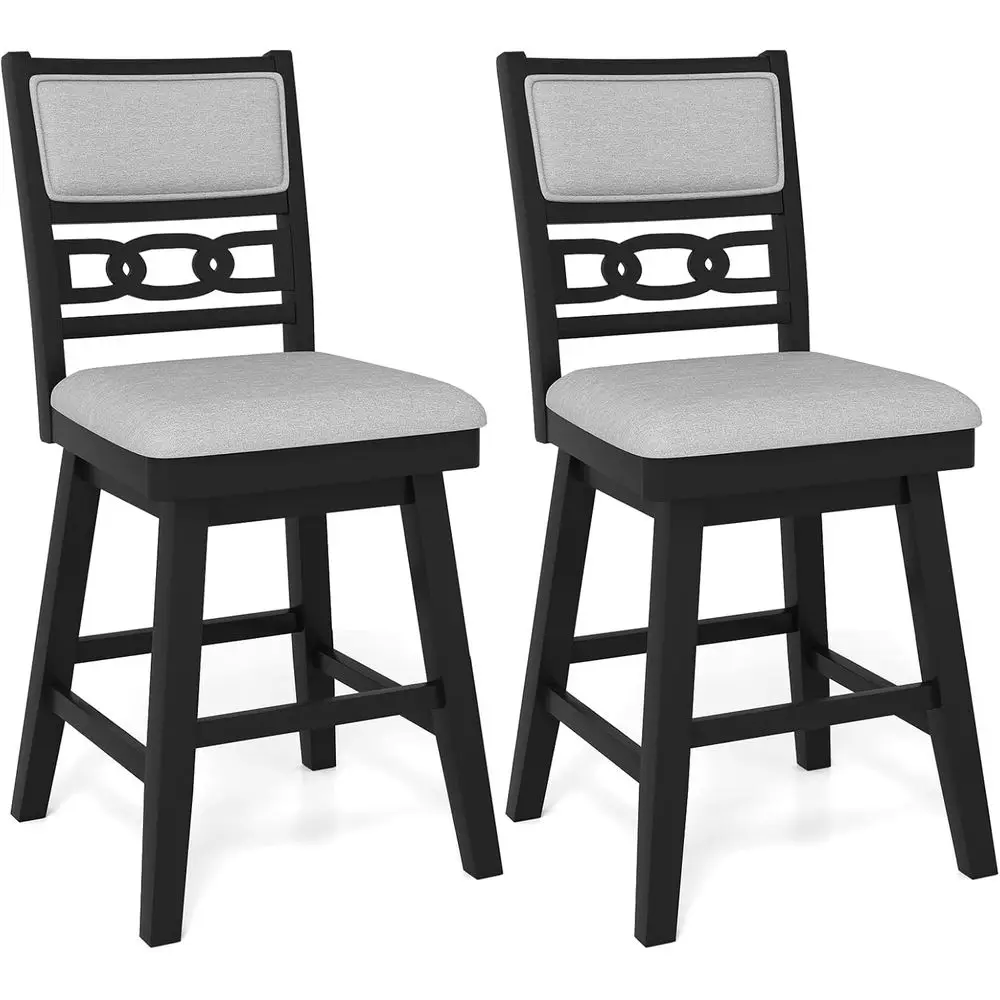 

Set of 2 Counter Height Bar Stools with Padded Swivel Seats for Kitchen Island or Pub