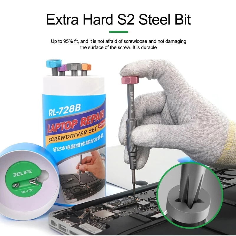 Herleven RL-728B Laptop Reparatie Tool Set 0.8 1.2 Vijfhoekige T1 T3 T5 T8 Schroevendraaier Voor Apple Macbook Pro Air Demontage