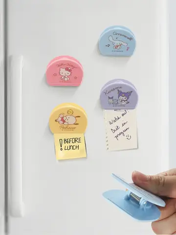 1pc Sanrio Hello cute kitty Kuromi Cinnamoroll Cartoon Refrigerator Magnet Paper Clip Cute Kitty Cat Memo Organizer