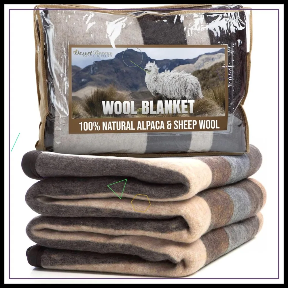 

Natural Alpaca & Sheep Wool Blanket - Woven, Made in Peru, Full/Queen Size, Heavyweight Warmth, Breathable