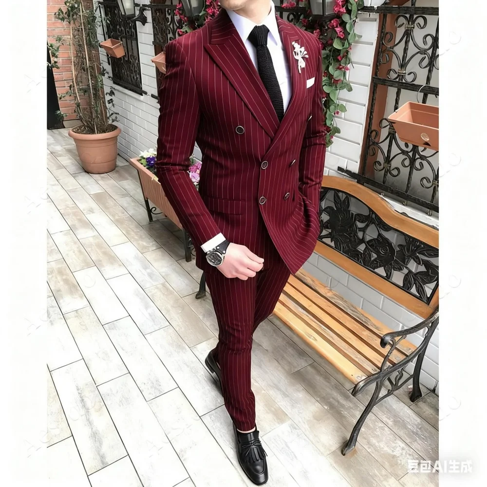 

Men's Slim Fit Blue Notch Lapel Single Breasted Wedding Tuxedo Smoking 2-Piece Set for Groomsmen And Formal Occasions