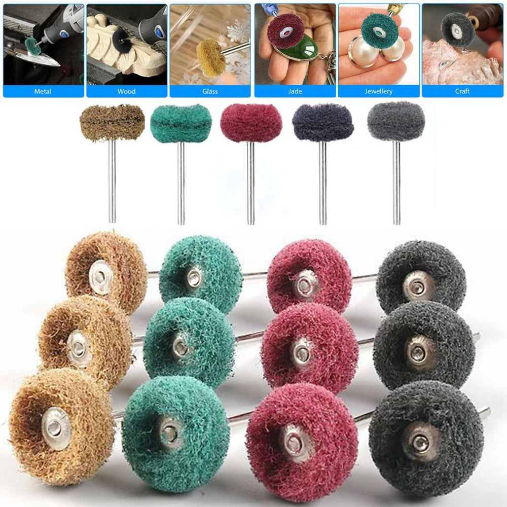 

80-800 Mesh Fiber Cloth Sanding Wheel Set Grinding Head 3mm Handle Nylon Polishing Grinding Head Sanding Paper Grinder Sander