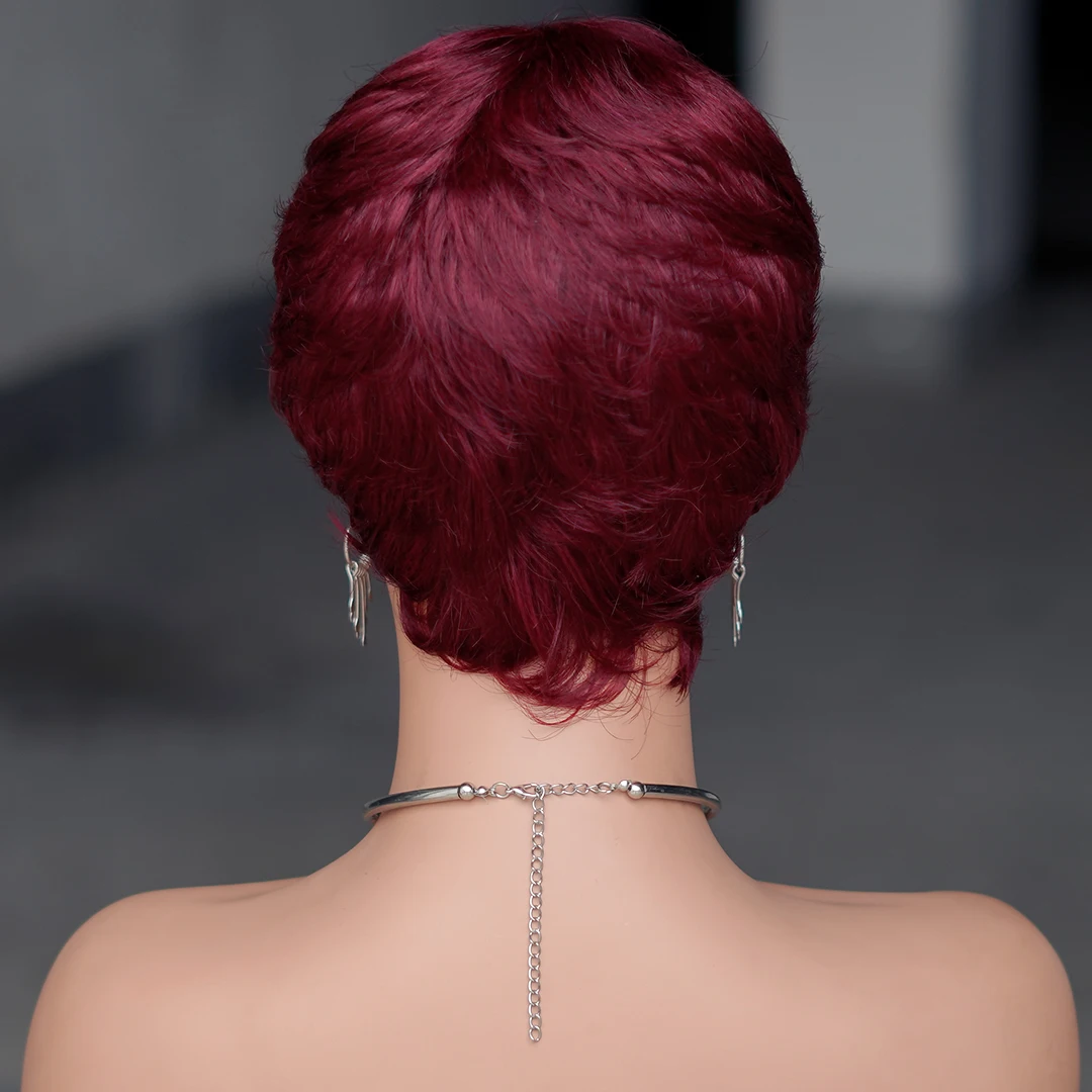 Rote Perücke aus Echthaar Kurz – Short Pixie Cut Wig Human Hair Cheap Bewertung und Preis