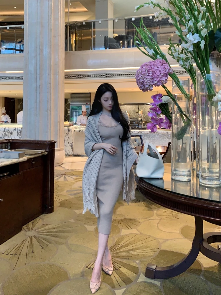 

M900 Women's Lace Cloak Dr Ele Faion Spring Autumn New Sle ature Outerwear ort Coat Ladylike Personali