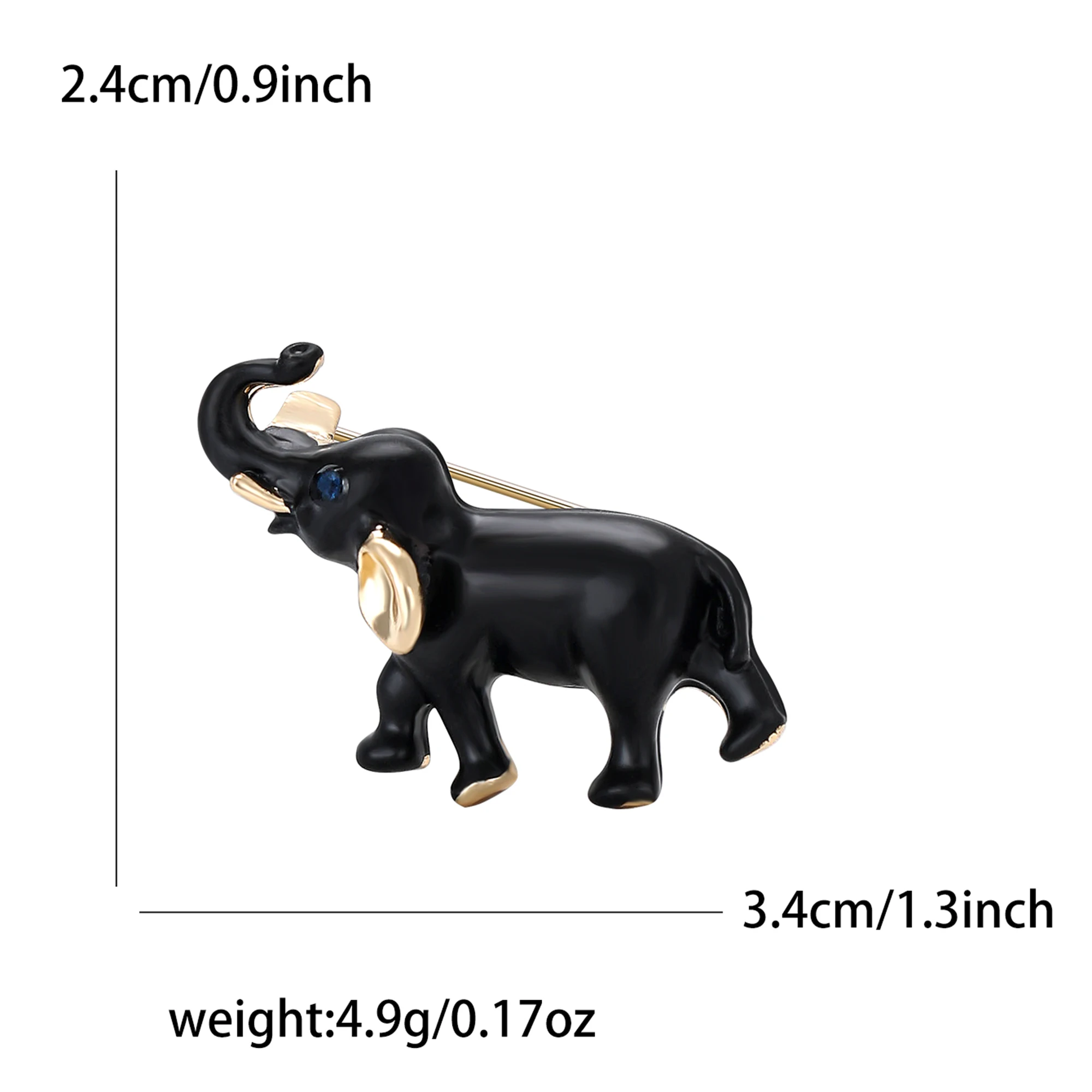 Beaut&Berry Trendy Enamel Black Elephant Brooches for Women Unisex Animal Pins Casual Party Jewelry Accessories Gifts Decoration