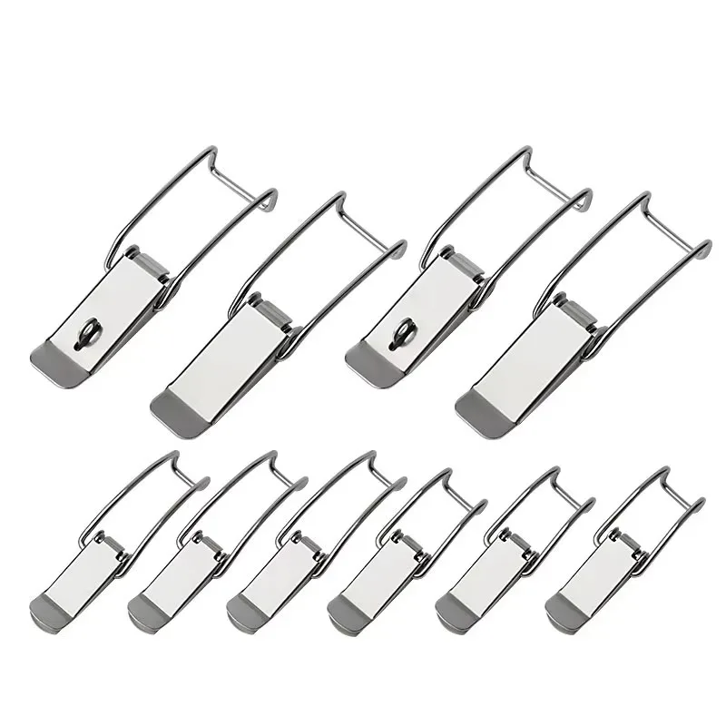 2Pcs/set Toggle Hasp Latch Catch Clasp Metal Box Locking Long Toggle Catch Buckle Loaded Hinges Furniture Hardware Accessories