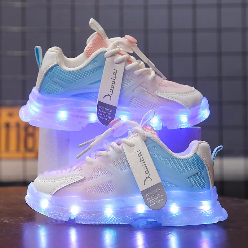 

Size 25-36 Children Casual Shoes USB Charger Glowing LED Light Shoes Breathable Mesh Sneakers for Kids Boys Girls Sport Shoes