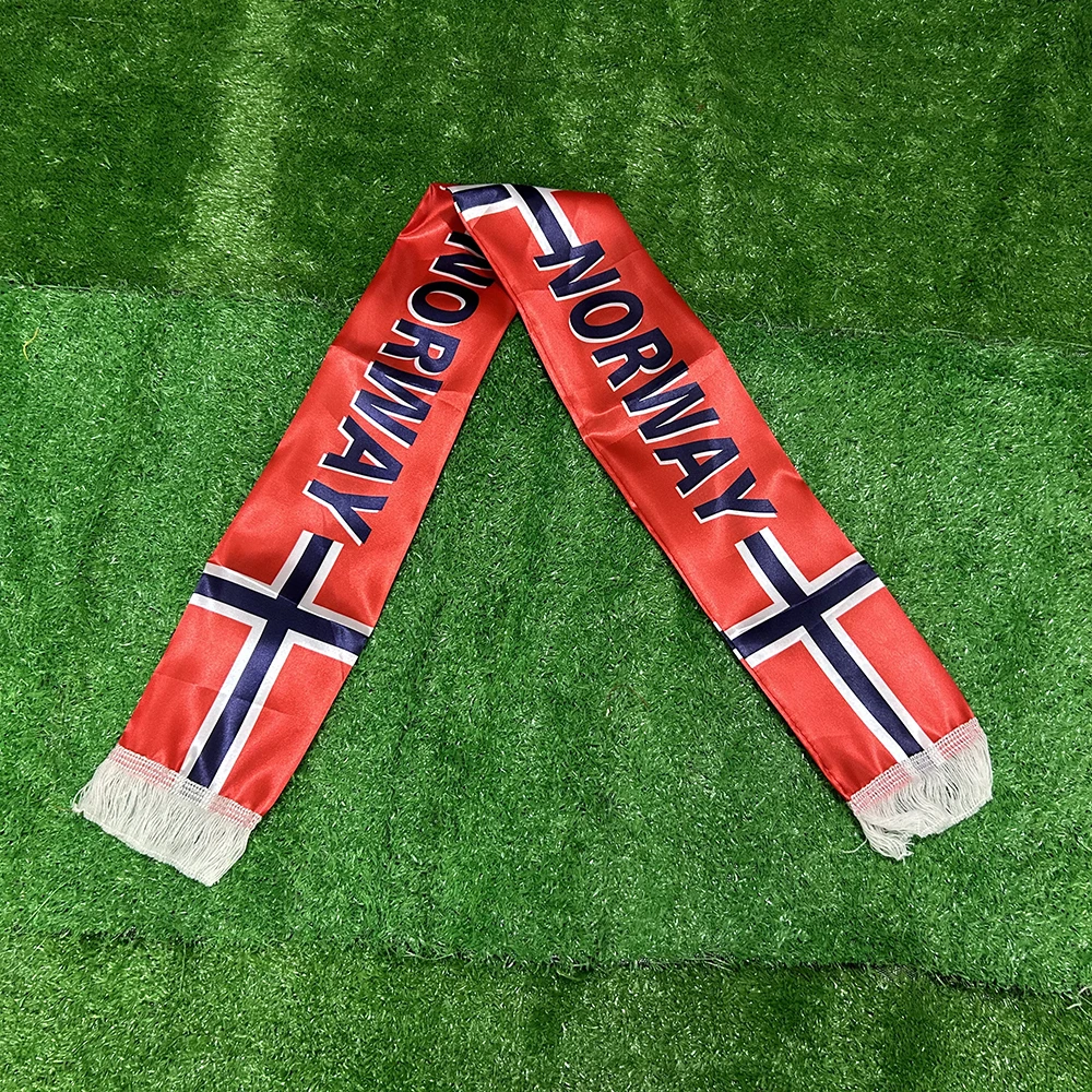 Bufanda táctica bandera de Noruega Sky Flag con borlas y satén