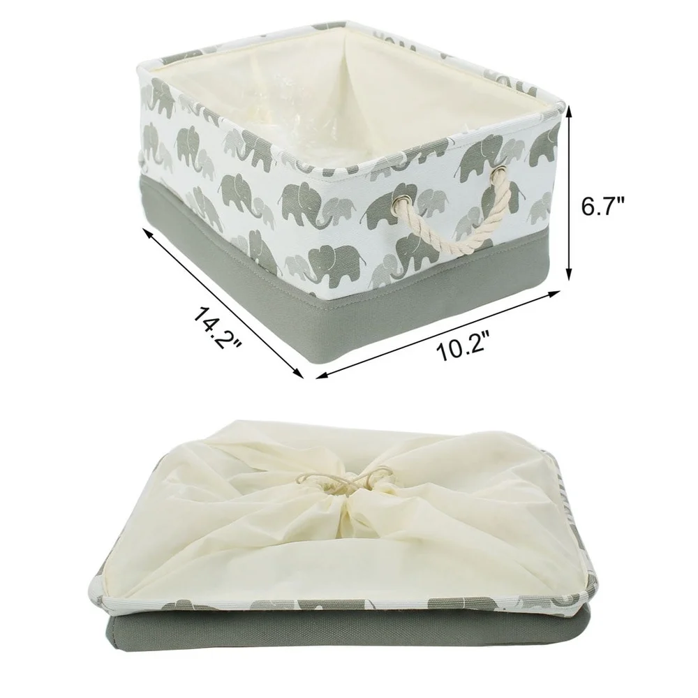 Foldable Fabric Storage Bins with Handles Drawstring Closure Collapsible Durable Baskets Home Organization Laundry Car Closet