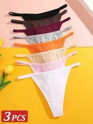 3PCS Women Seamless Cotton Thong Thin Strap Low Waist High Flexibility Panties Sexy Underwear Ladies Briefs T-back Soft Women
