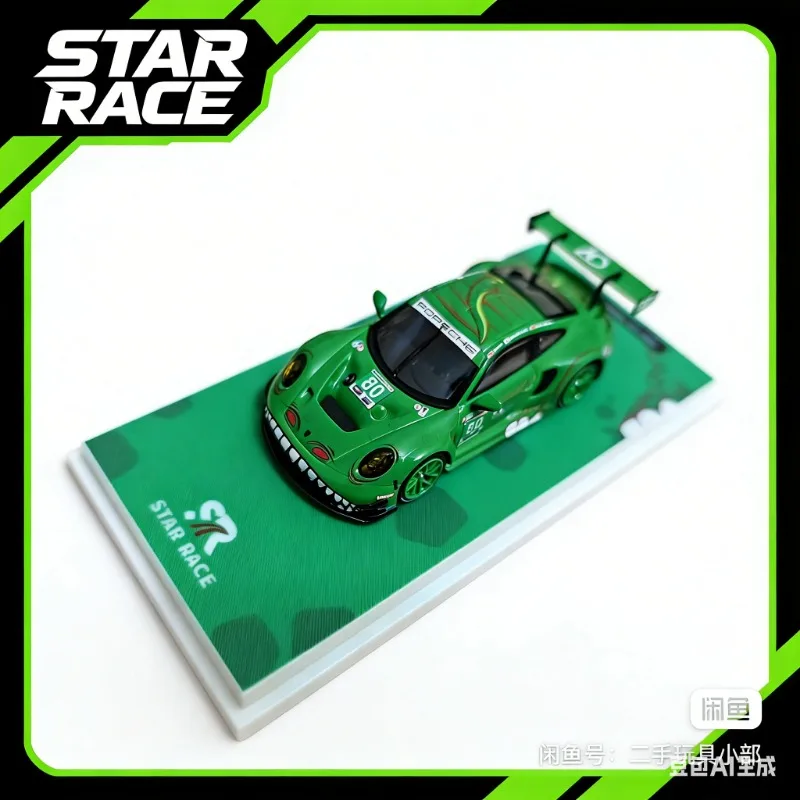 

STAR RACE SR 1:64 911GT3 R Green Dinosaur Racing Car Alloy Molded Model Adult Collectible Realistic Decoration Item Holiday Gift