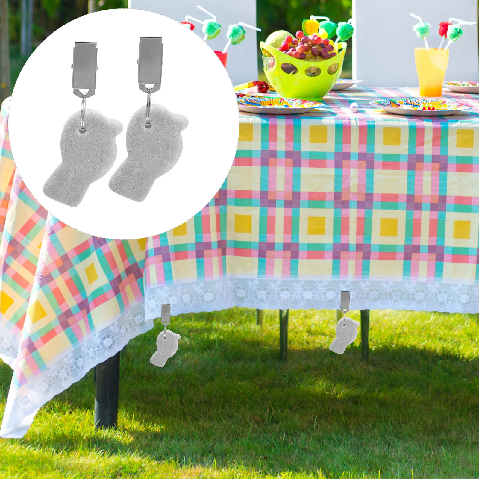 

4 Pcs Clips Stone Weights Background Holder for Outdoor Picnic Camping Dining Clips For Tablecloths Outdoor Room Hardware