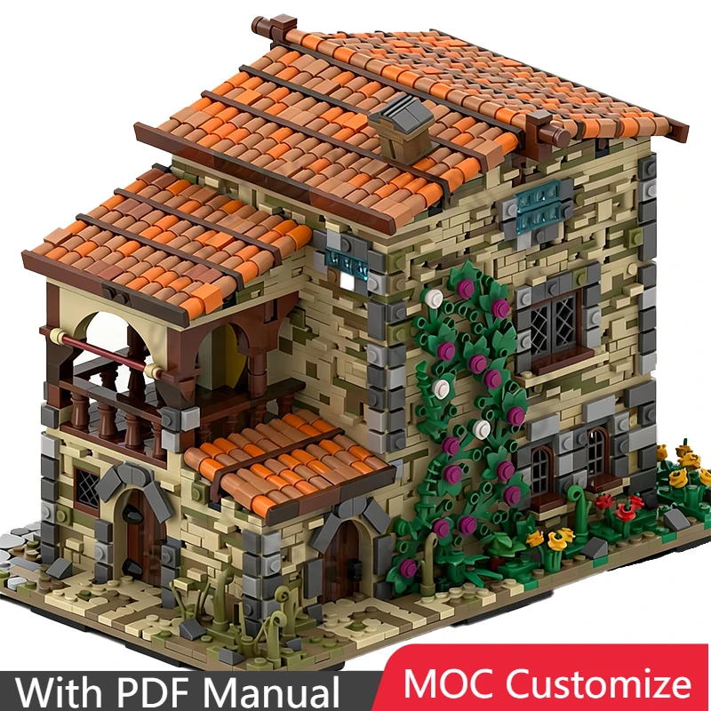 2926 PCS 구조 조립식 이탈리아 옛날 주택 MOC 맞춤형 모듈식 빌딩 블록 브릭 디자인 기술 DIY 소년 축제 장난감 선물