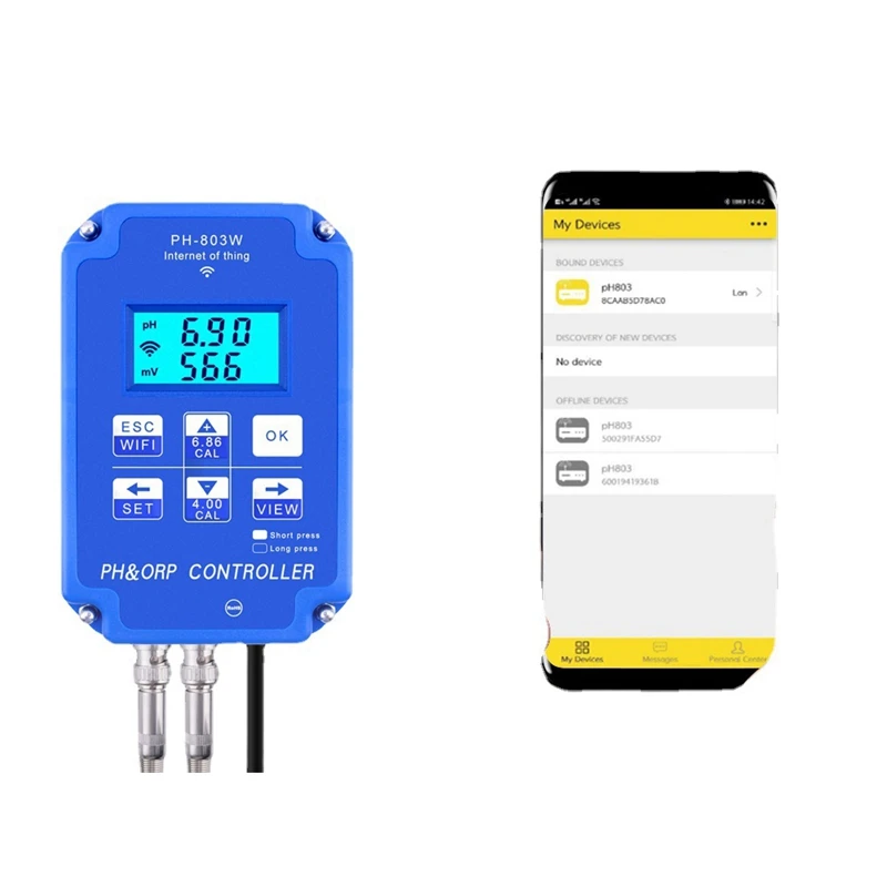 HOT SALE Digital Meter PH-803W WIFI ORP/PH Meter Controller Online Water Quality Monitor AC230V 50/60Hz PH Measuring Tool EU Plu