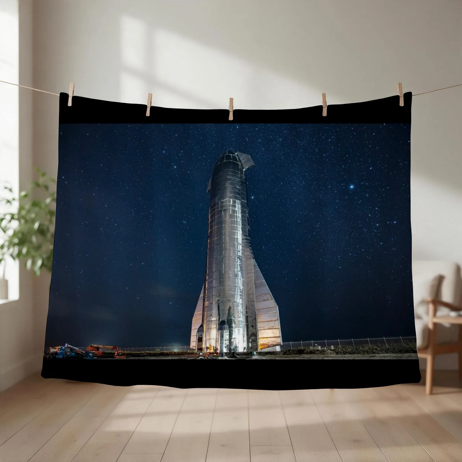 SpaceX Starship at Night (8K resolution) Throw Blanket Sleeping Bag Heavy Winter beds Stuffeds Blankets