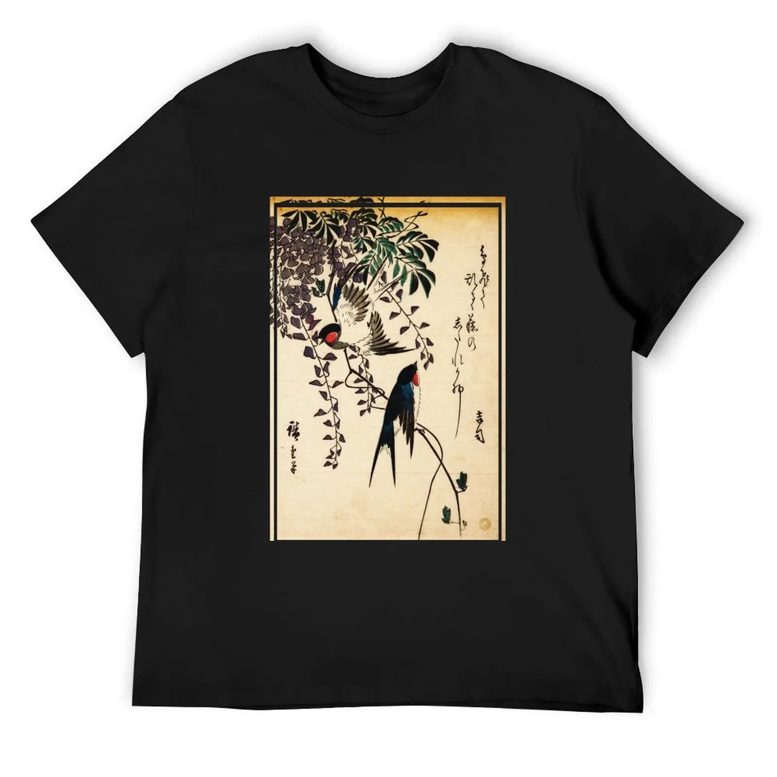 Swallow and Wisteria by Utagawa Hiroshige T-Shirt graphic t shirts plus size tops anime shirts men