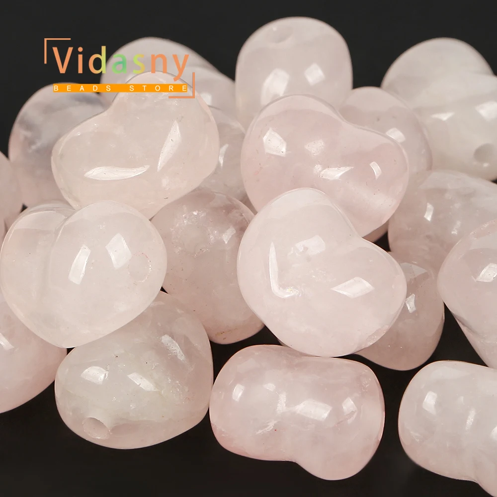 13mm 5 Stück Naturstein Rosa Rosenquarz Pfirsichherz-Form Lose Abstandsperlen für Schmuckherstellung DIY Armband Halskette Ohrringe – Detail 3
