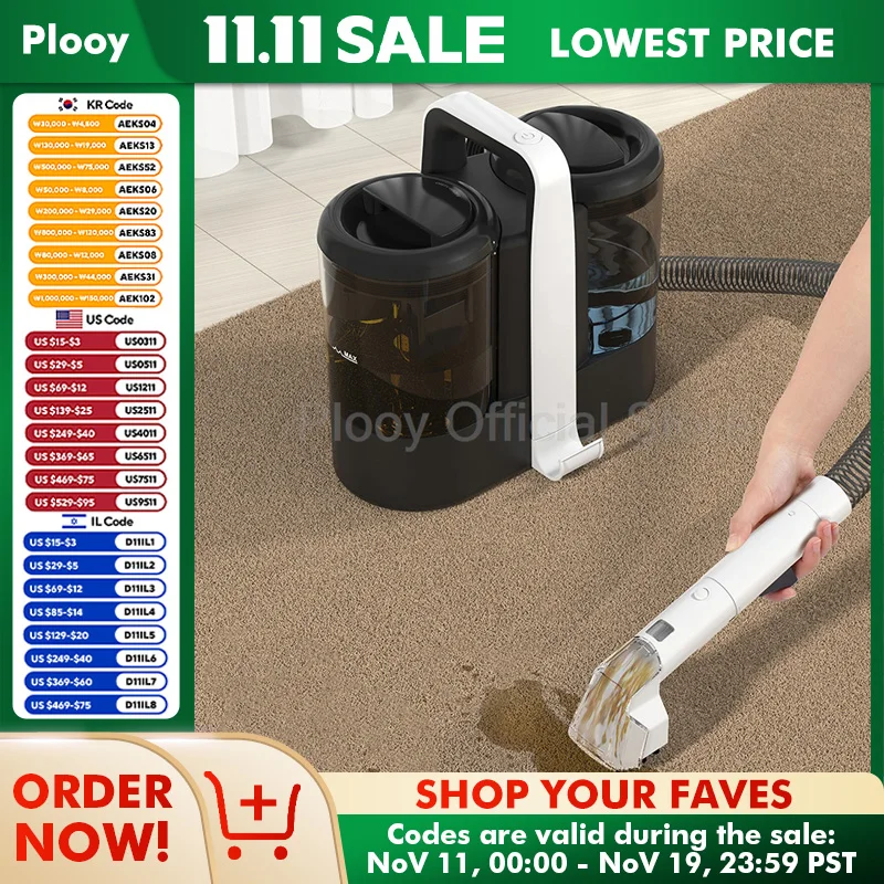 600W Upholstery Cleaner Spray Suction 2 Tank 15kPa Suction Multi Scenario Use Portable Fabric Cleaning Carpet Sofa Cleaning