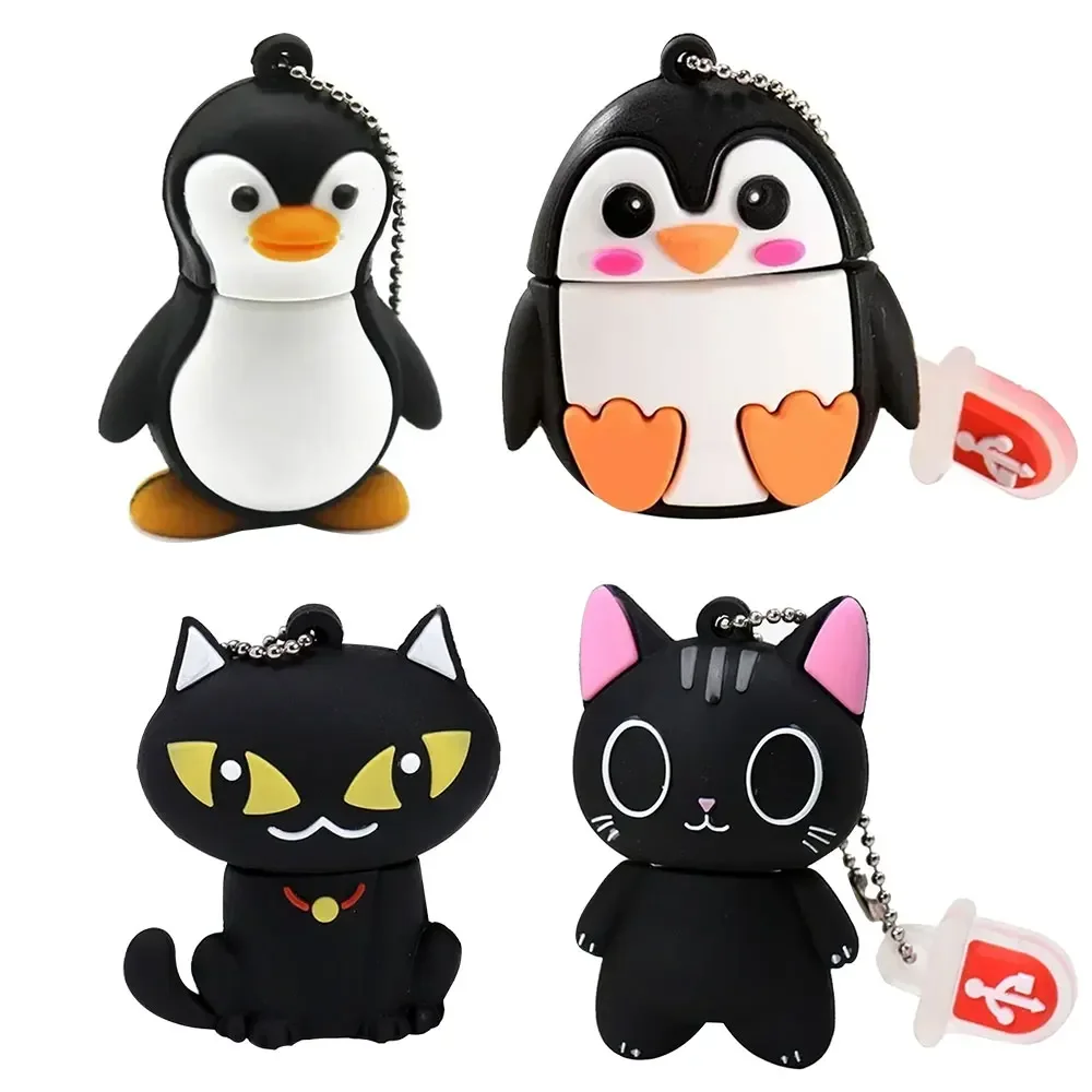 Cute Cartoon USB Stick 128GB Animal Penguin Flash Drive 64GB Cat Owl Pen Drive 32GB Lion 2.0 Memory Stick 16GB 8GB U disk gift