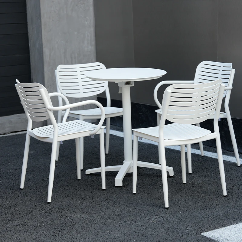 

Зеленый комплект мебели для кафе: стол и стулья из алюминия, садовые обеденные стулья, набор для патио, акция на продажи