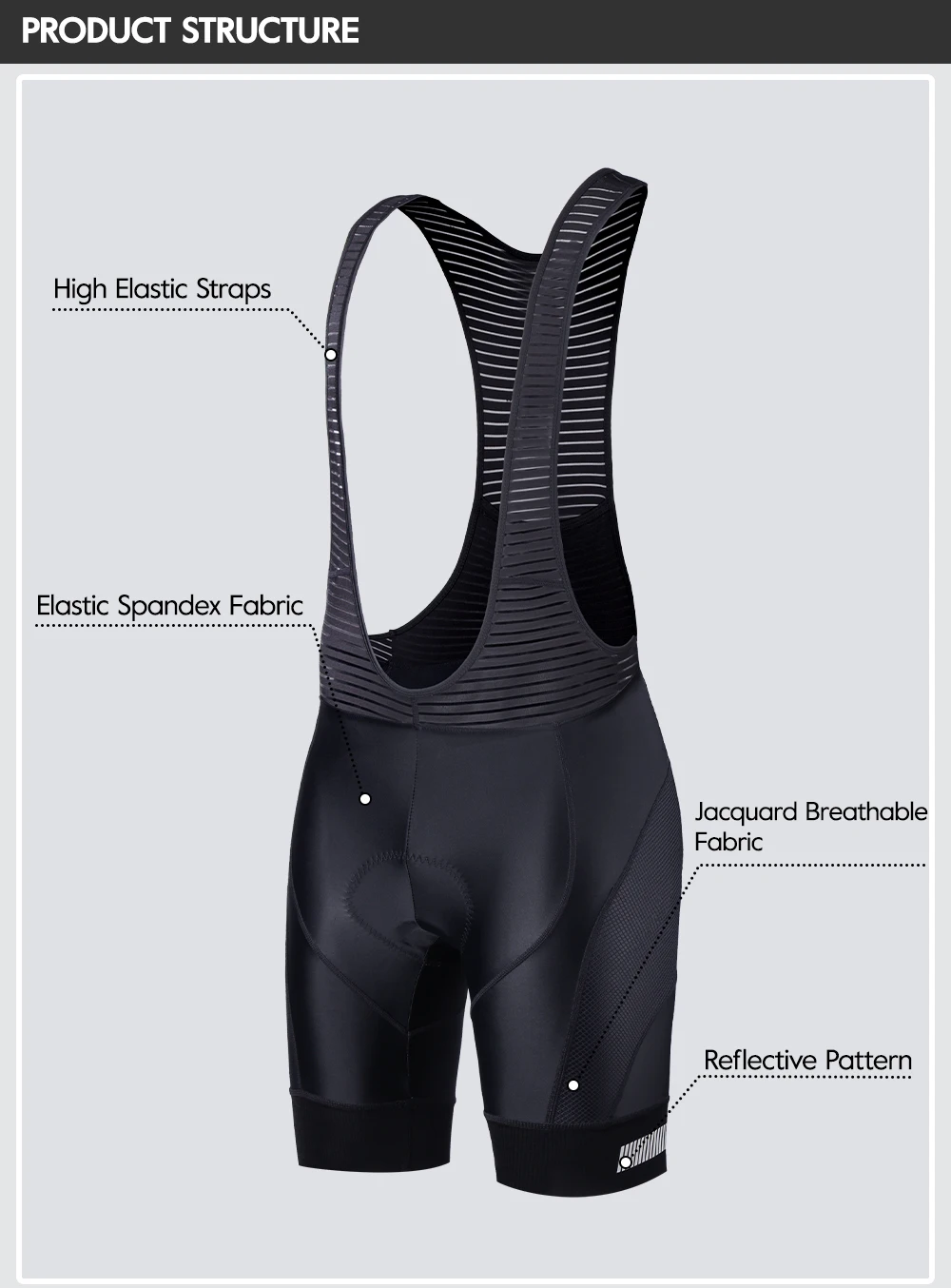 RION Herren Radsport-Trägerhose Gepolsterte Tights Rennrad MTB Fahrradbekleidung Atmungsaktive 5H Reithose Outdoor-Sportausrüstung – Detail 7