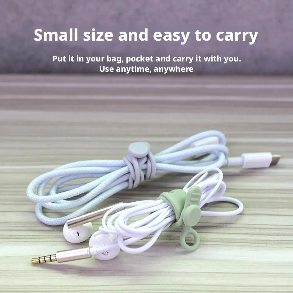 كابل بيانات تخزين ربطة كابل سيليكون للهواتف اللوحية ماوس سماعة قابل للتعديل قابلة لإعادة الاستخدام مشبك كابلات لشحن الكابلات