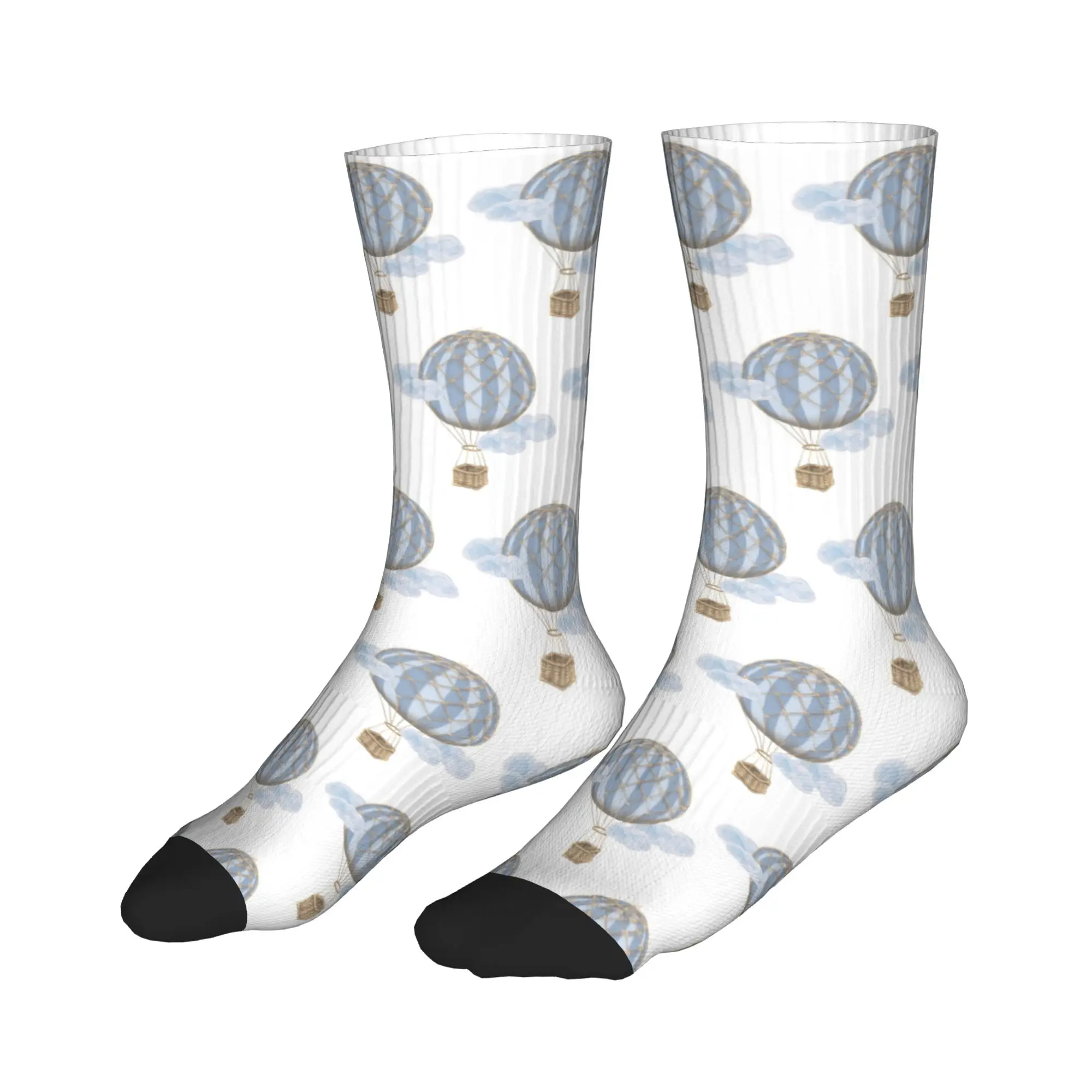 

All Seasons Stockings Blue Vintage Hot Air Balloon Sport Socks Casual Middle Tube Socks for Men Women Birthday Present