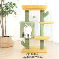 Tall Green Cactus Cat Tree Scratcher Tower Furniture Natural Sisal  Scratching Posts