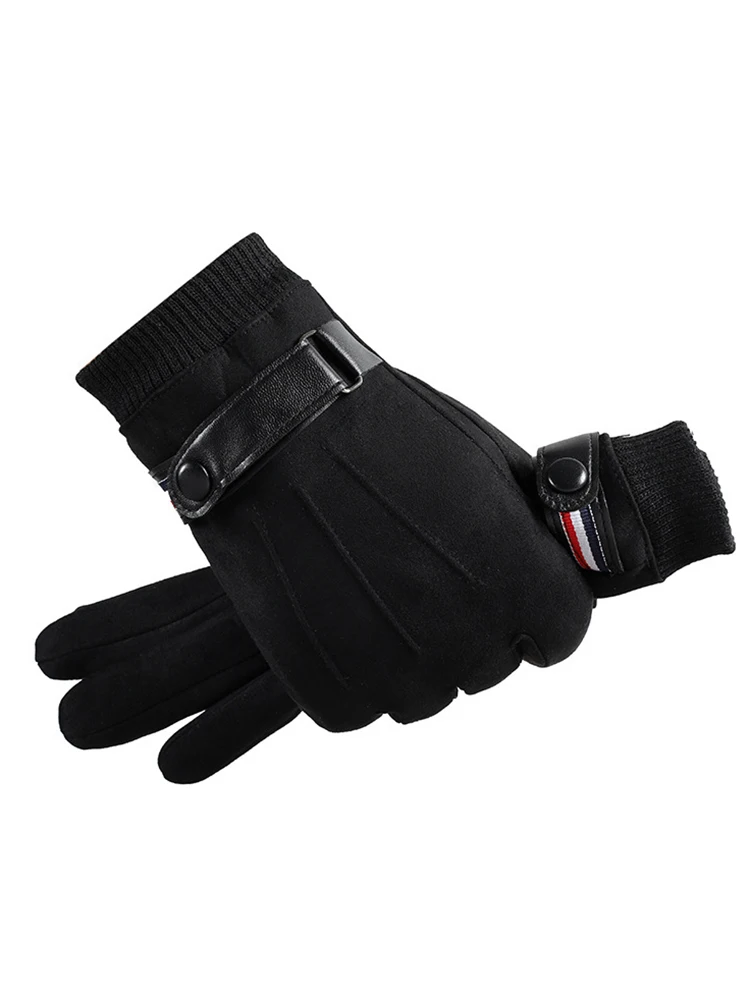 AliExpress Cycling Warm Gloves for Men Winter Thick Velvet Outdoor Cycling Gloves Soft Touchscreen Suede Windproof Motorcycle Ski Gloves