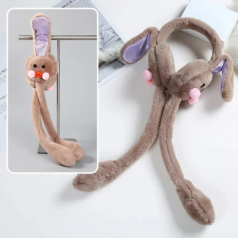 غطاء للأذنين دافئ غطاء للأذنين متحرك آذان أرنب بطة غطاء للأذنين لطيف الإناث الشتاء الطقس التجمد حقيبة الأطفال غطاء حماية الأذن #6