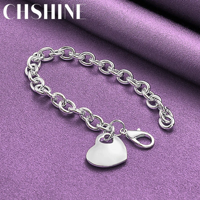 CHSHINE 925 فضة الصلبة سوار على شكل قلب للنساء الرجال حفل زفاف موضة سحر هدايا مجوهرات عالية الجودة #3