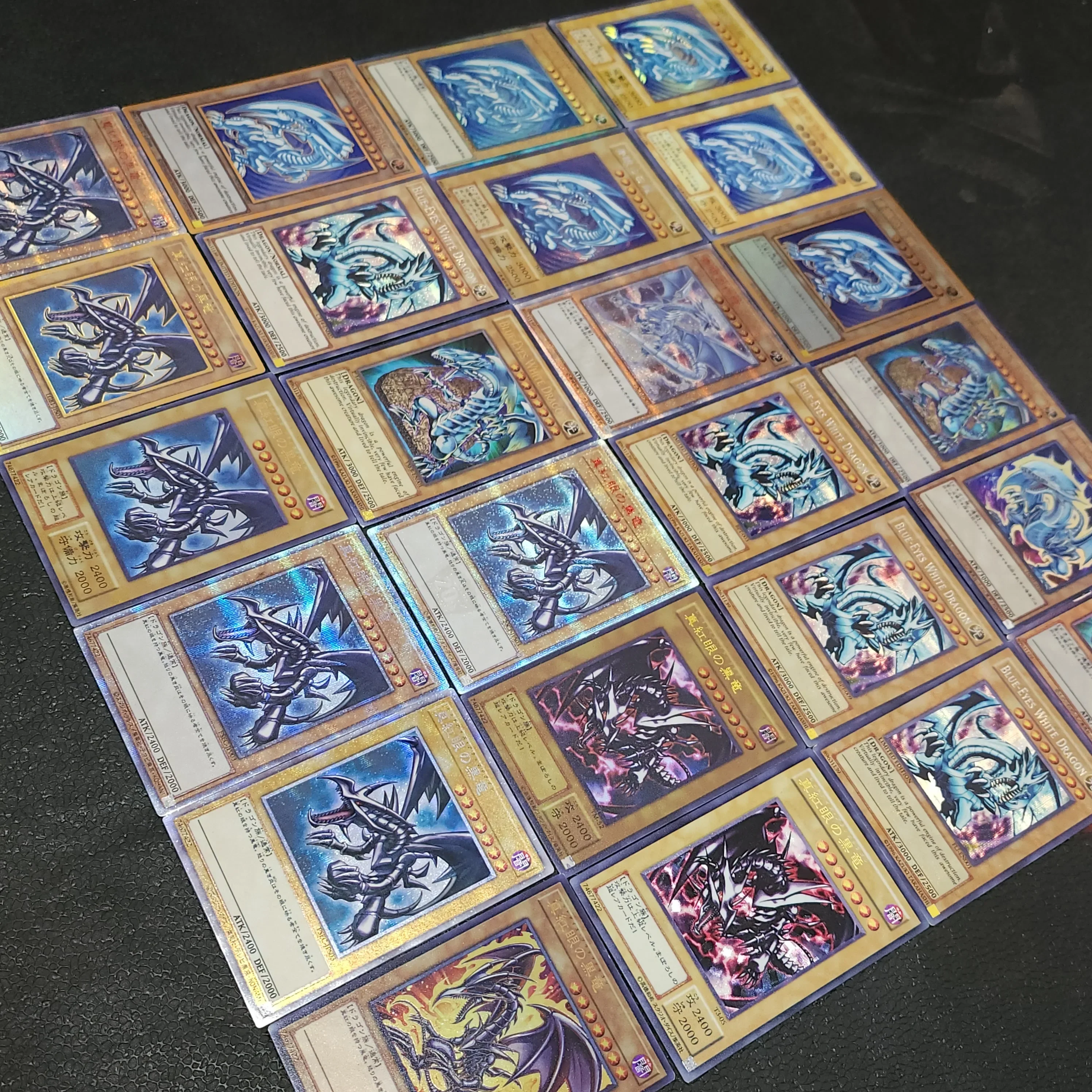 Yu-Gi-Oh-Cartes de jeu de dessin animé pour enfants, Dragon blanc, Yeux rouges, Dragon noir, Yeux bleus, Anime, Collection de jouets, Cadeau non