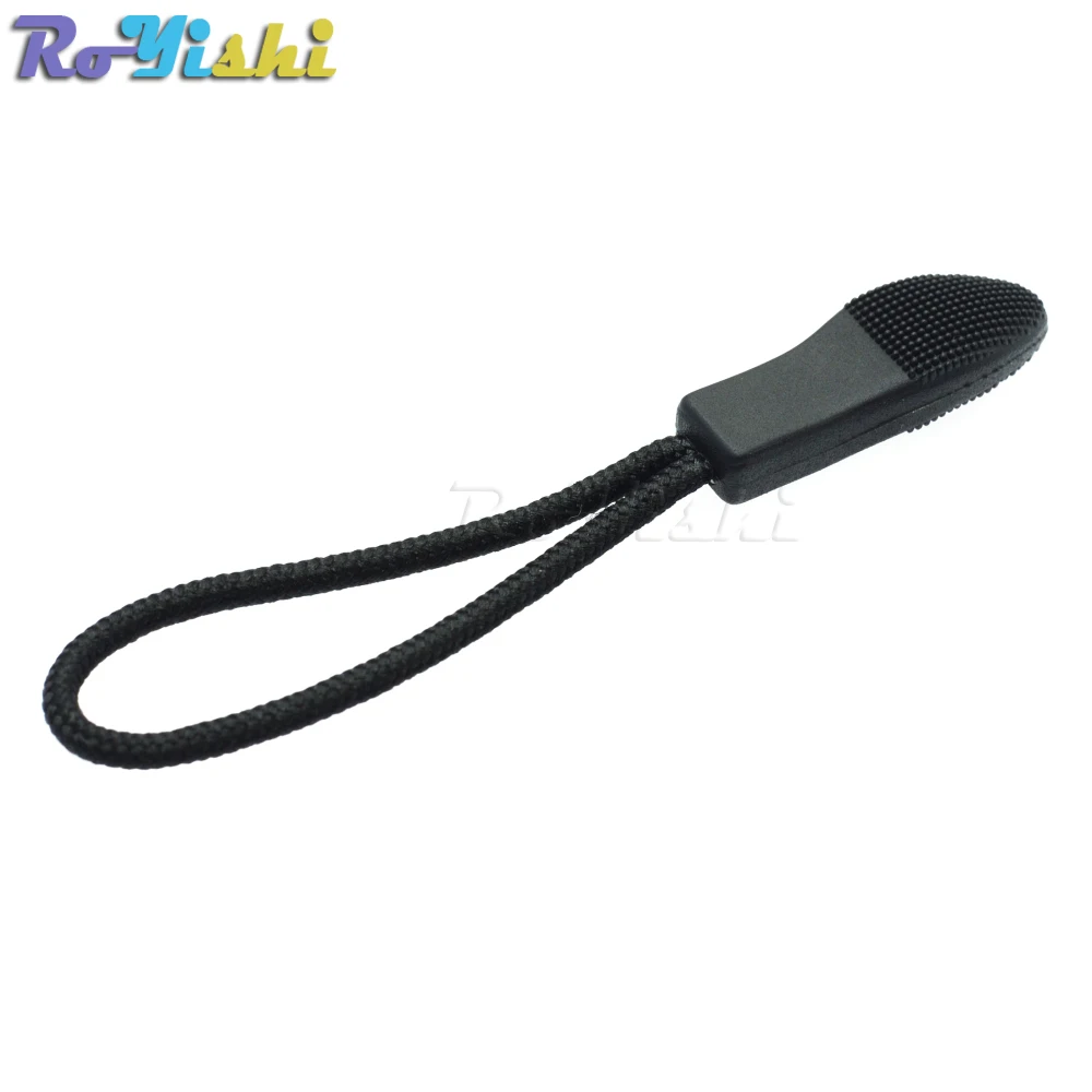 50pcs/pack Zipper Pulls Cord Rope Ends Lock Zip Clip Buckle Black For Paracord Accessories/ Backpack/Clothing