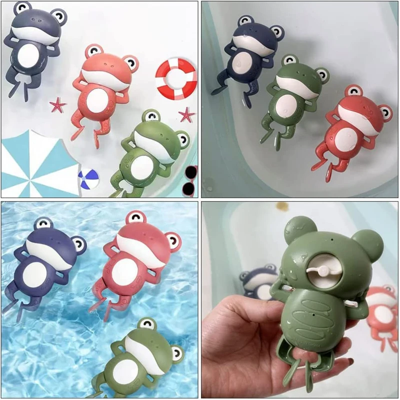 New Bath Toys for Toddlers Chain Clockwork Swim Backstroke Little Frog Baby Bathe Cute Appease Animal Toy Gift Bath Toys Kids