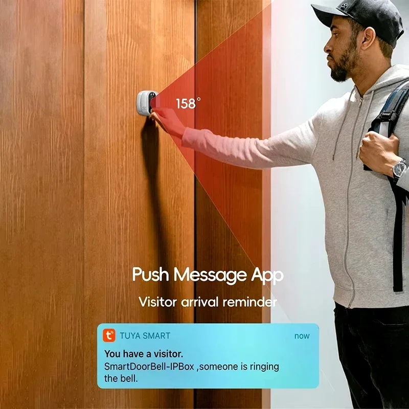 Tuya bel pintu 1080 inci 4.3 P, bel pintu interkom visual wifi 2.4G aplikasi Video mata kucing kendali jarak jauh