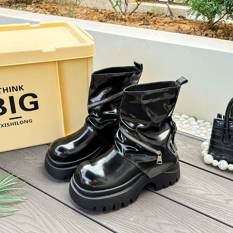 

Новые женские ботильоны, обувь на платформе, трендовые высокие ботинки челси, дизайнерские зимние вечерние роскошные женские ботинки в стиле ретро, Botas Mujer Zapatos