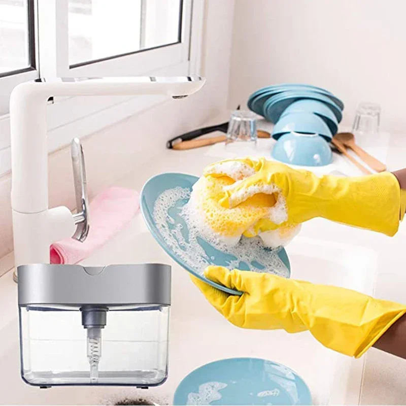 Soap Box Sponge Soap Dispenser Automatic Distributor Kitchen Dishwasher Manual Press Detergent Container Organizer Kitchen Tools