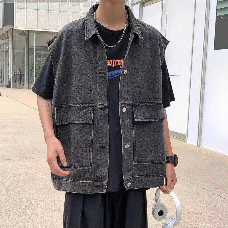 

Men's Trendy Crop Vest Streetwear Essential with Large Pockets 2025 New Release Affordable Denim Workwear for Casual Outfits​