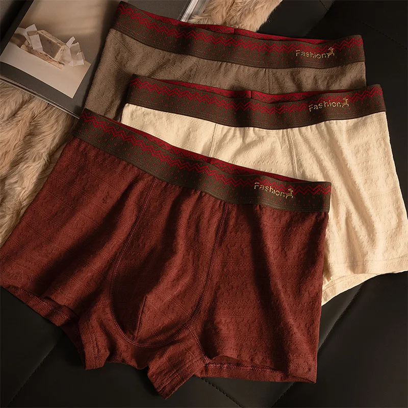 

Мужские хлопковые боксеры с жаккардовым узором, антибактериальная ластовица, новые осенне-зимние модели, трусы больших размеров, нижнее белье для подростков