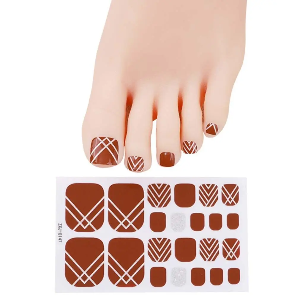 22 İpuçları/sac ayak tırnak çıkartmaları su geçirmez moda ayak tırnak sarar Nail Art tam kapak yapıştırıcı folyo çıkartmalar manikür çıkartmaları