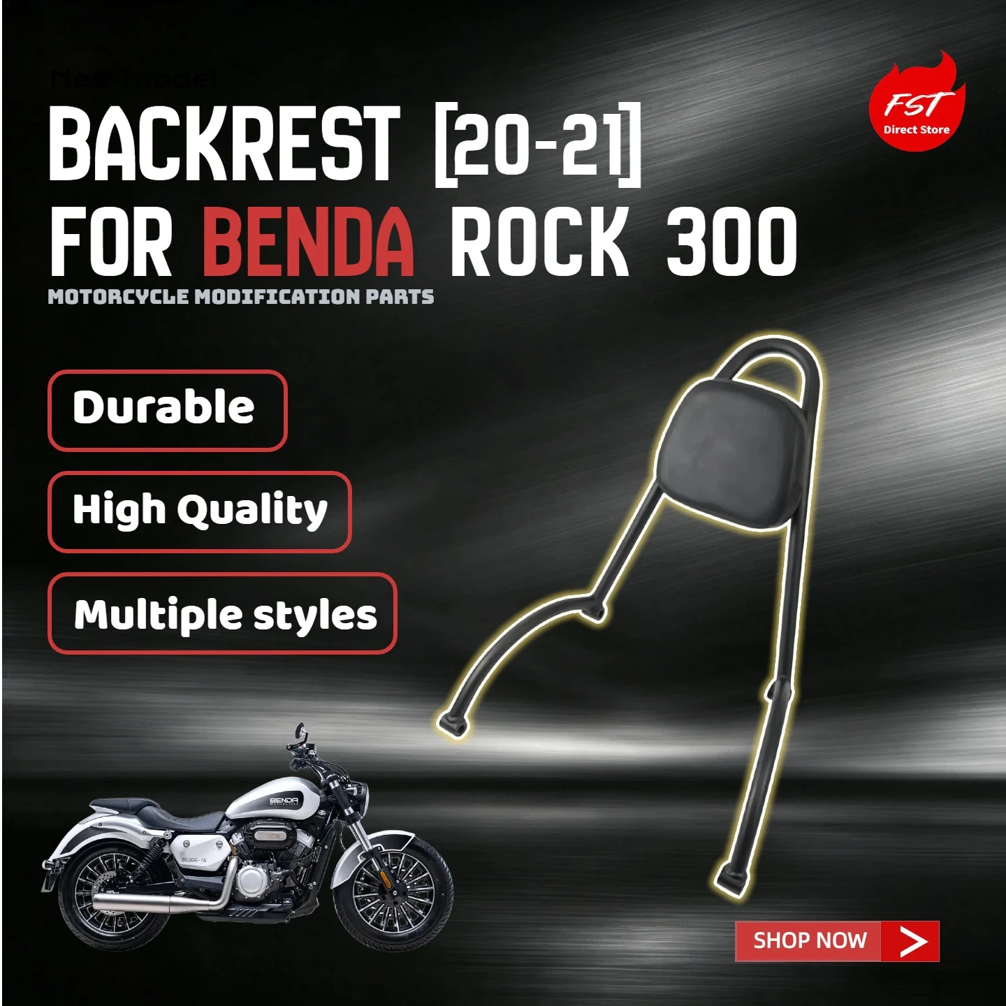 For BENDA Rock 300 (20-21) Rear Backrest & Tail Frame Mod Parts