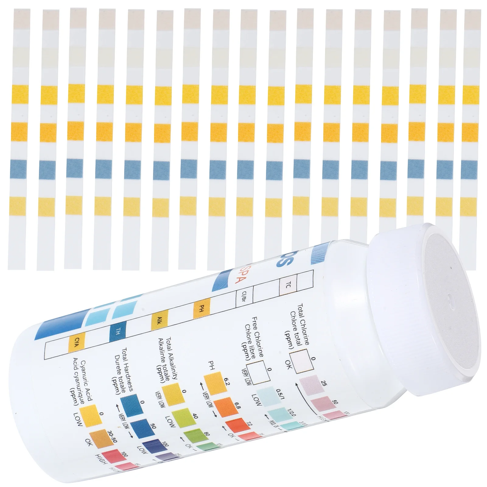 

1Set PH Test Test Strips 6-in-1 Hardness Alkalinity Cyanuric Acid Water Quality Testing for Pool Spa Hot Tub