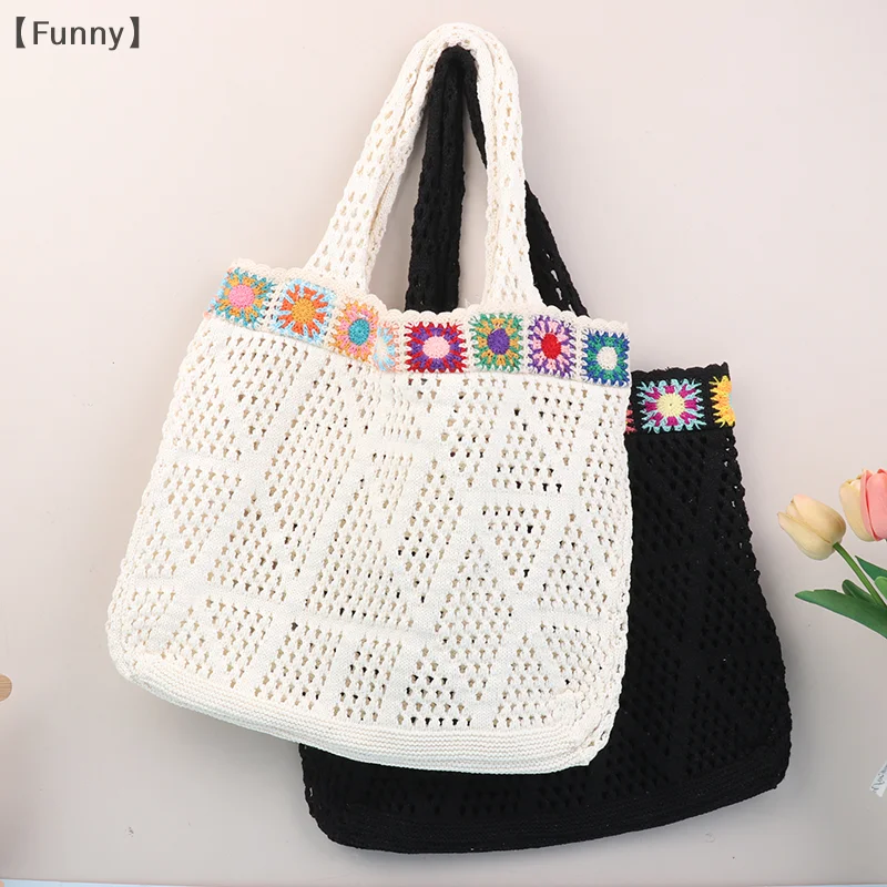 

〔Funny〕1Pc Knit Summer Beach Vacation Style Yarn Mesh Commuter Women's Bag Travel Tote Commuter Bag Vacation Shopping Handbag