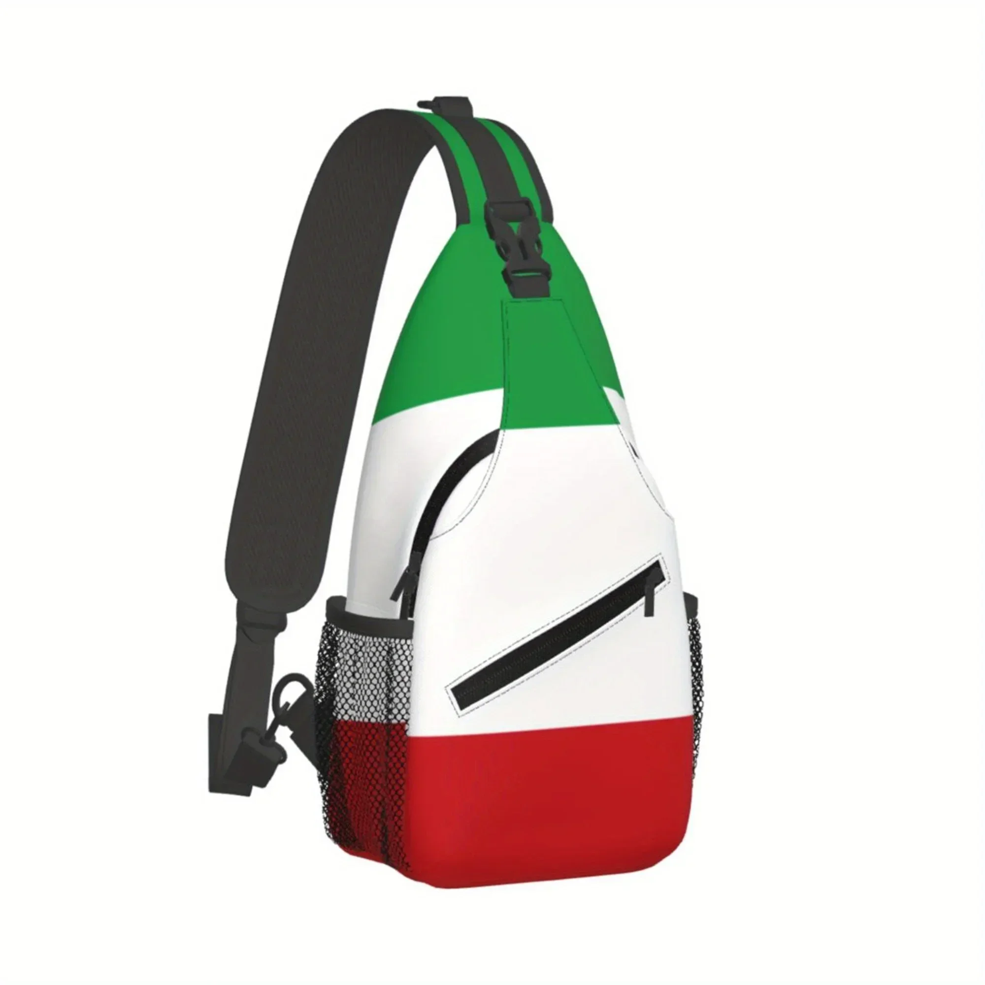 Custom Italian Elegant And Beautiful Flag Men'S Crossbody Bag, Fashionable Durable Chest Pack With Safety Zipper, Suitable