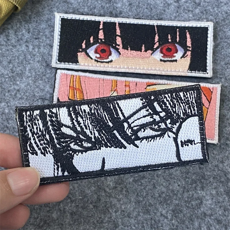 

Girl Eyes Embroidery Patches Anime Eyes Morale Badge Hook and Loop Armband Backpack Clothes Decorative Accessory Diy Stickers